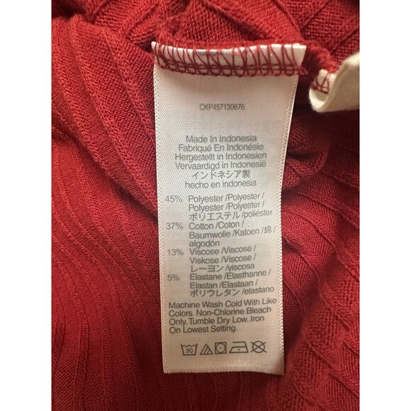 Madewell Women's S Red Ribbed Scoopneck Cardigan Top Button Down Front NC633 - Picture 6 of 7